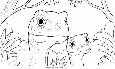 A coloring page of dinosaurs