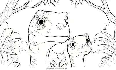 A coloring page of dinosaurs