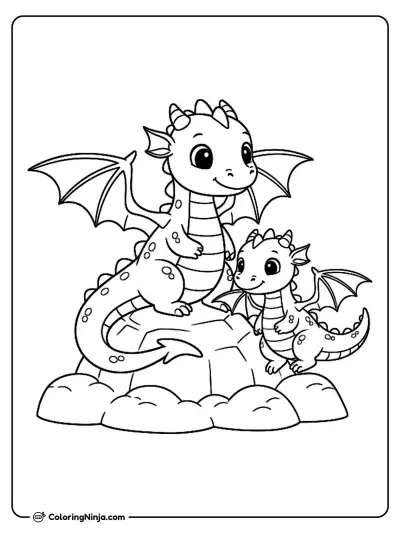 Fantasy Dragons to Color Coloring Page