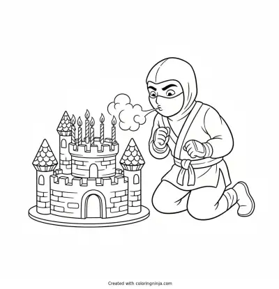 Ninja Birthday Party Coloring Page