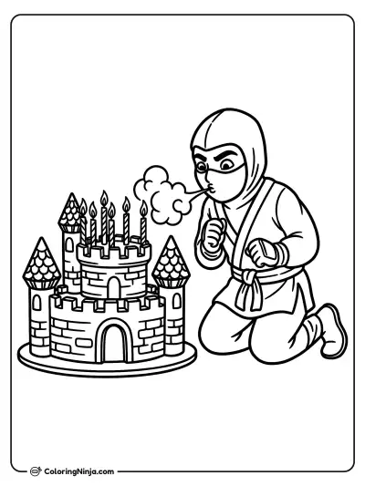 Ninja Birthday Party Coloring Page