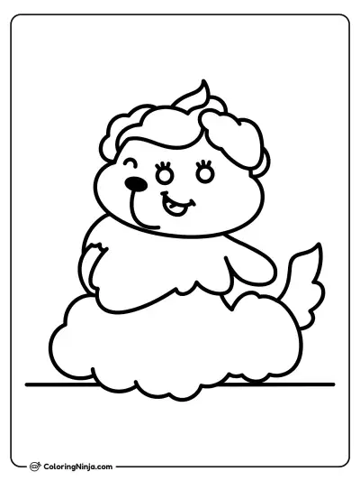 Dog Poo with Winking Face and Tail Coloring Page