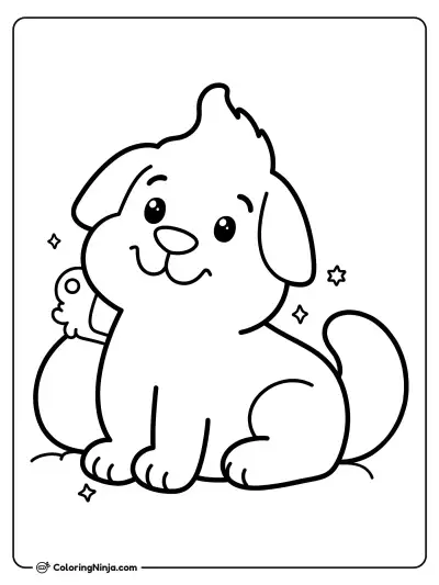 Dog Poo Cute Cartoon Character Coloring Page