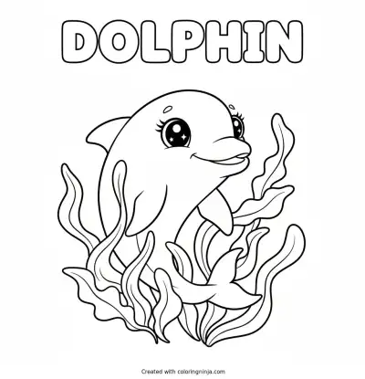 A Dolphin with Sparkly Eyes Coloring Page
