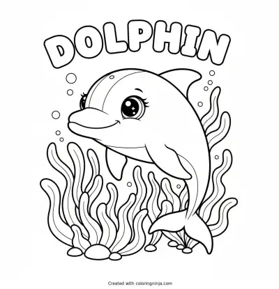 A Dolphin with Big Sparkly Eyes Coloring Page