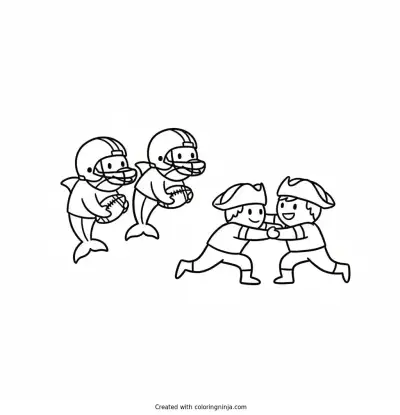 A coloring page of Dolphins V.S Patriots
