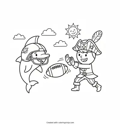 A coloring page of Dolphins v.s. Patriots
