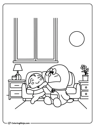 Doraemon y Nobita en la habitación