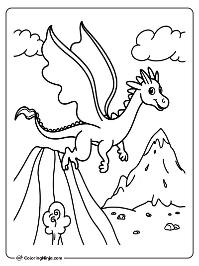 Un dragón volando sobre la montaña
