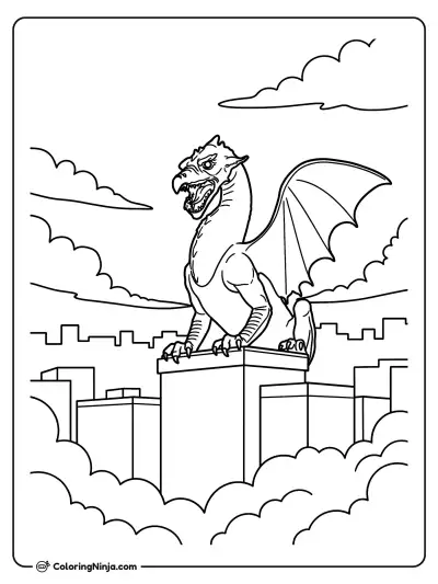 Dragón sobre el horizonte de la ciudad