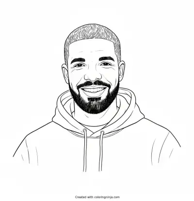 Drake Smiling Portrait Coloring Page