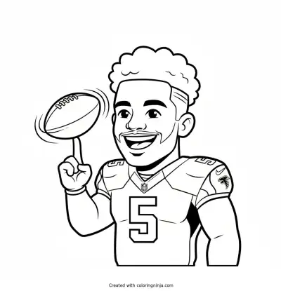 Drake London Cartoon Football Spin Coloring Page