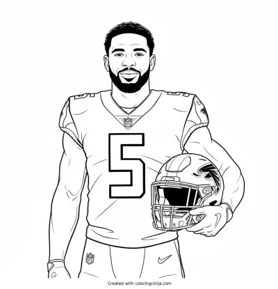 Drake London Helmet Portrait Coloring Page