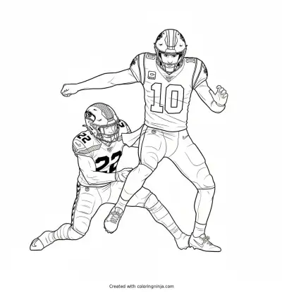 Drake Maye Juking a Seahawks Player Coloring Page