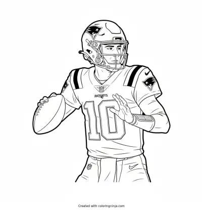 Drake Maye Number 10 Patriots Football Jersey Coloring Page