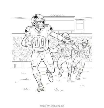 Drake Maye Running The Football Coloring Page