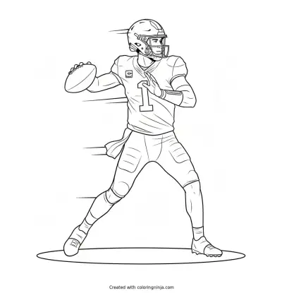 Drake Maye Throwing a Football Coloring Page
