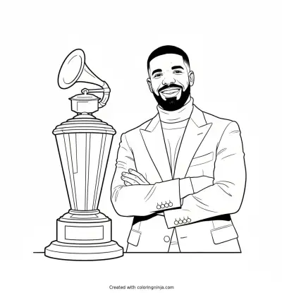 Drake With Music Award Coloring Page