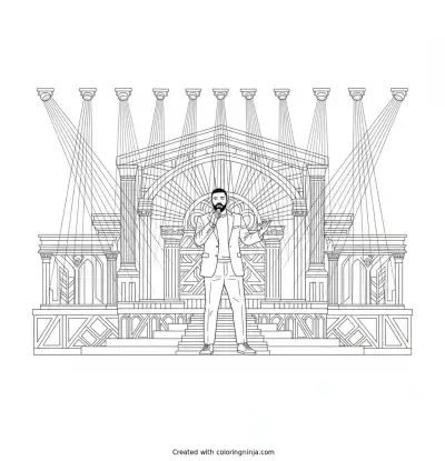 Drake Performing On Stage Coloring Page