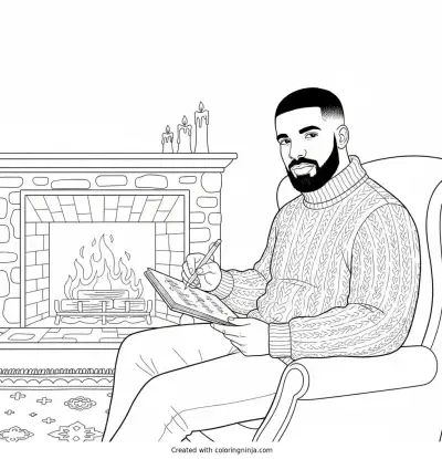 Drake Writing New Songs Coloring Page