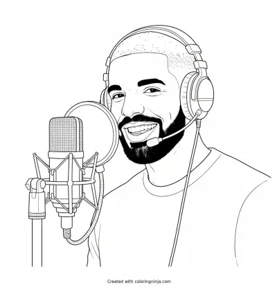 Drake In The Music Studio Coloring Page