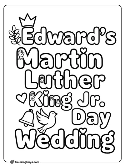 Martin Luther King Wedding Logo Coloring Page