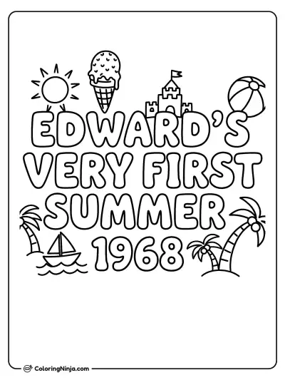 Edward's Very First Summer Coloring Page