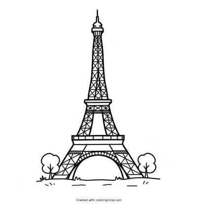 A coloring page of Eiffel tower