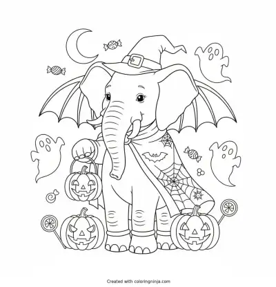 Elefante Halloween Coloring Page