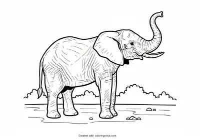 A coloring page of elephant