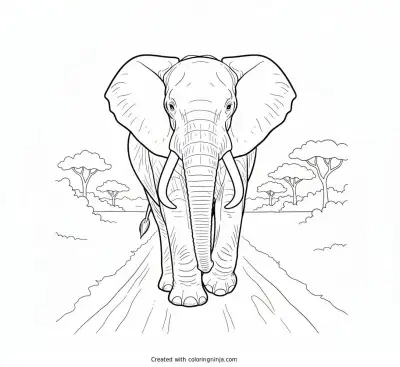 A coloring page of elephant
