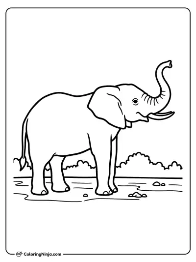 Elefante con la trompa levantada