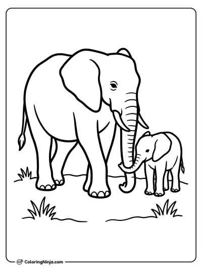 Elefante y bebé entrelazando sus trompas