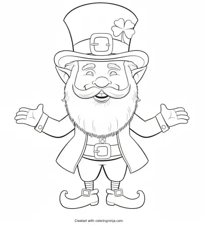 A coloring page of elf saint patrick
