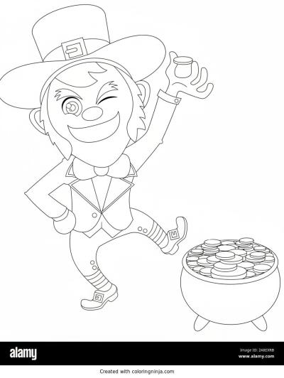 A coloring page of elf saint patrick