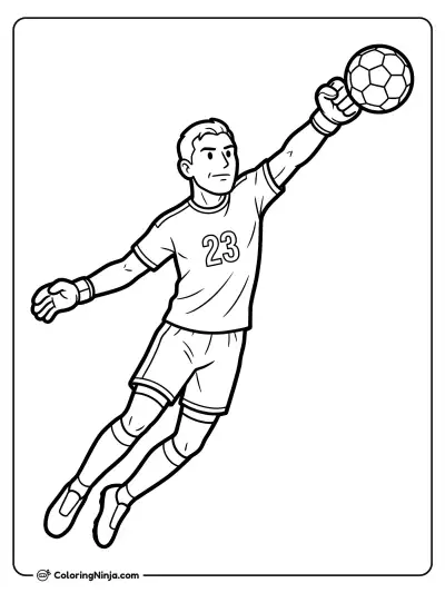 Emiliano Martinez Leaps to Punch Ball Coloring Page