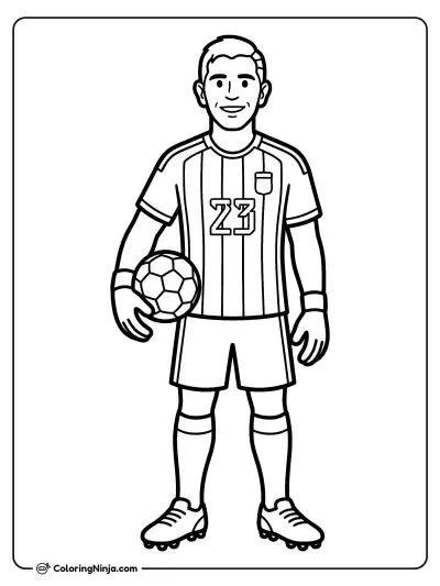 Emiliano Martinez Holds the Soccer Ball Coloring Page