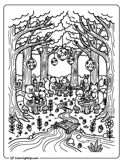 Enchanted Forest Café Coloring Page