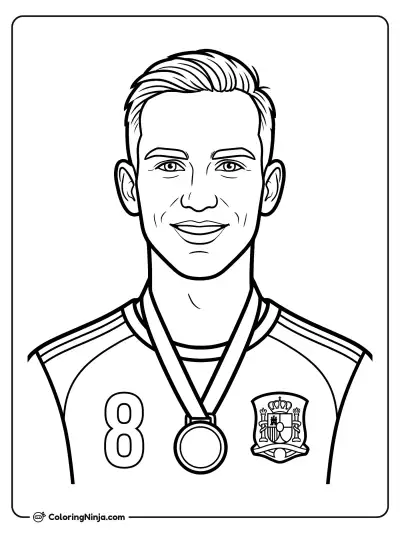 Fabián Ruiz Spain Portrait Coloring Page