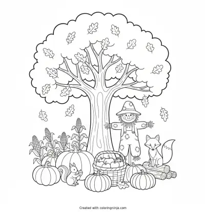 A coloring page of fall