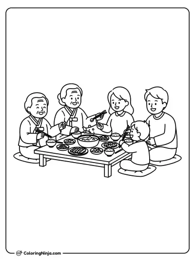Cena Familiar Coreana en la Mesa