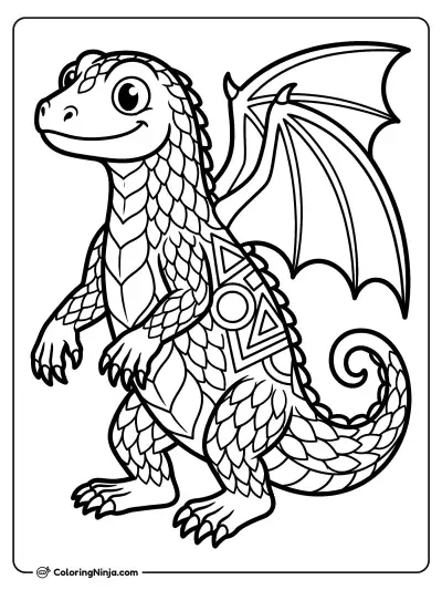 Patterned Lizard Alebrije Coloring Page