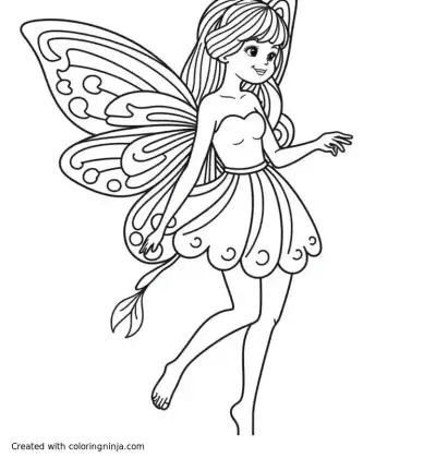 A coloring page of Fantasy fairy