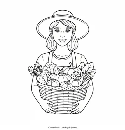 Happy Gardener Harvest Time Coloring Page