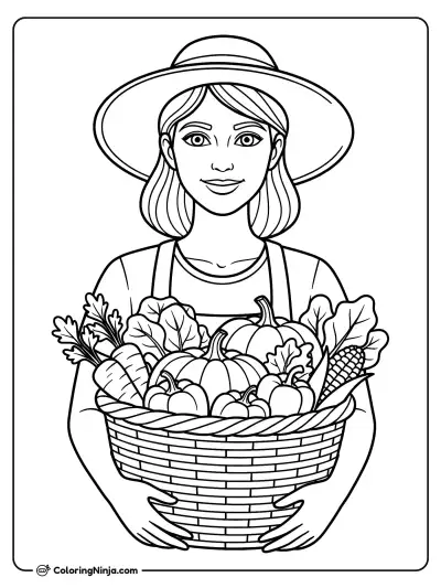 Happy Gardener Harvest Time Coloring Page
