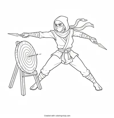 Kunai Target Practice Coloring Page