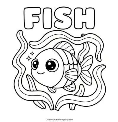A Fish with Sparkly Eyes Coloring Page