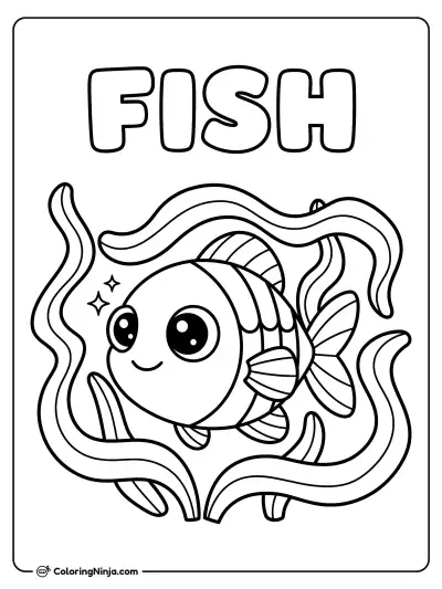 A Fish with Sparkly Eyes Coloring Page