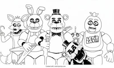 A coloring page of Fnaf
