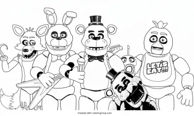 A coloring page of Fnaf